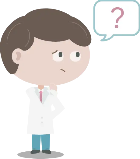 疑問点があって困り顔の医師のイラスト